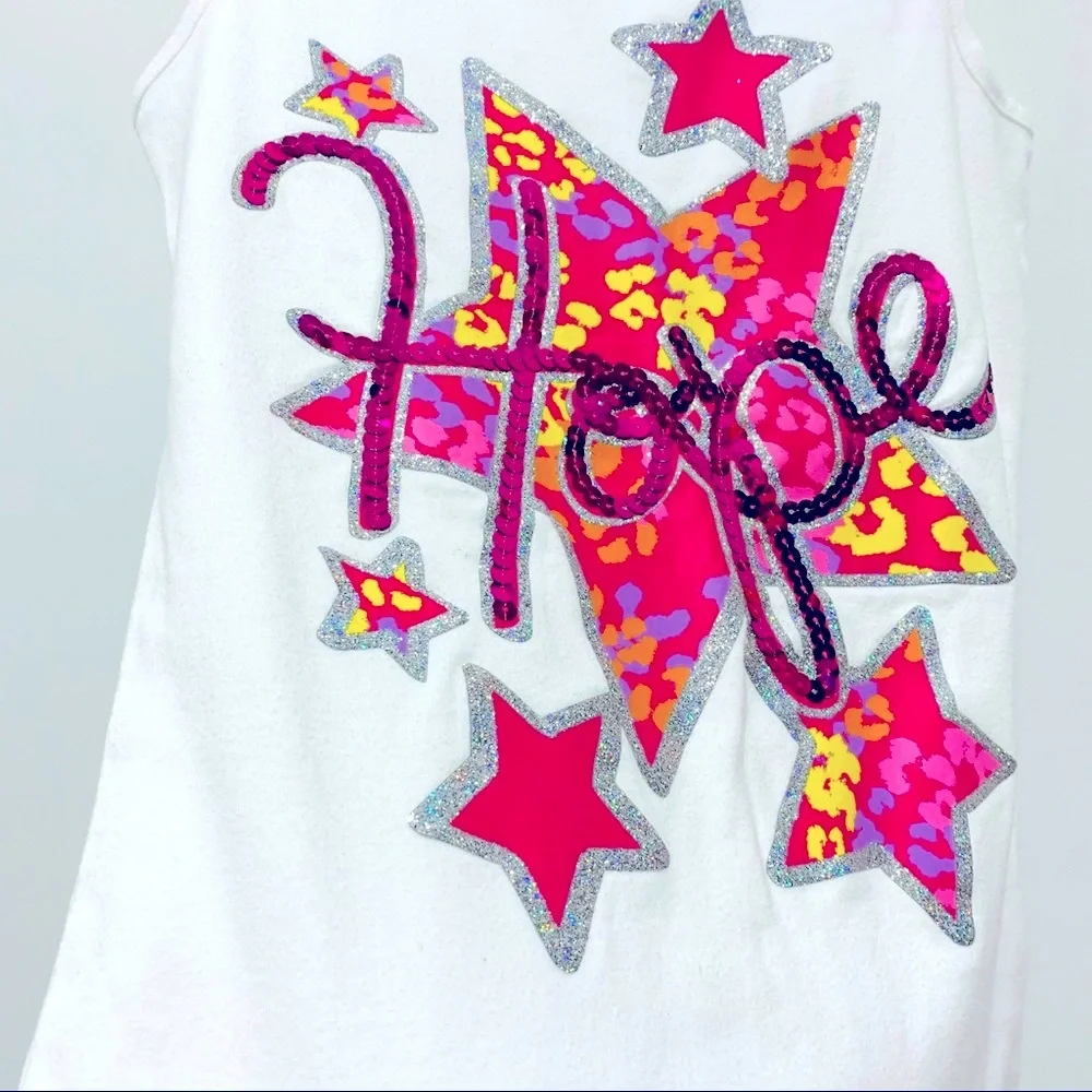 Justice Girl’s White Sequins Tank Top “Hope”